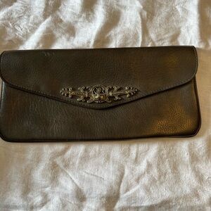 Vintage J. Rudolph Elegant Black/Brown Clutch with Intricate Hardware